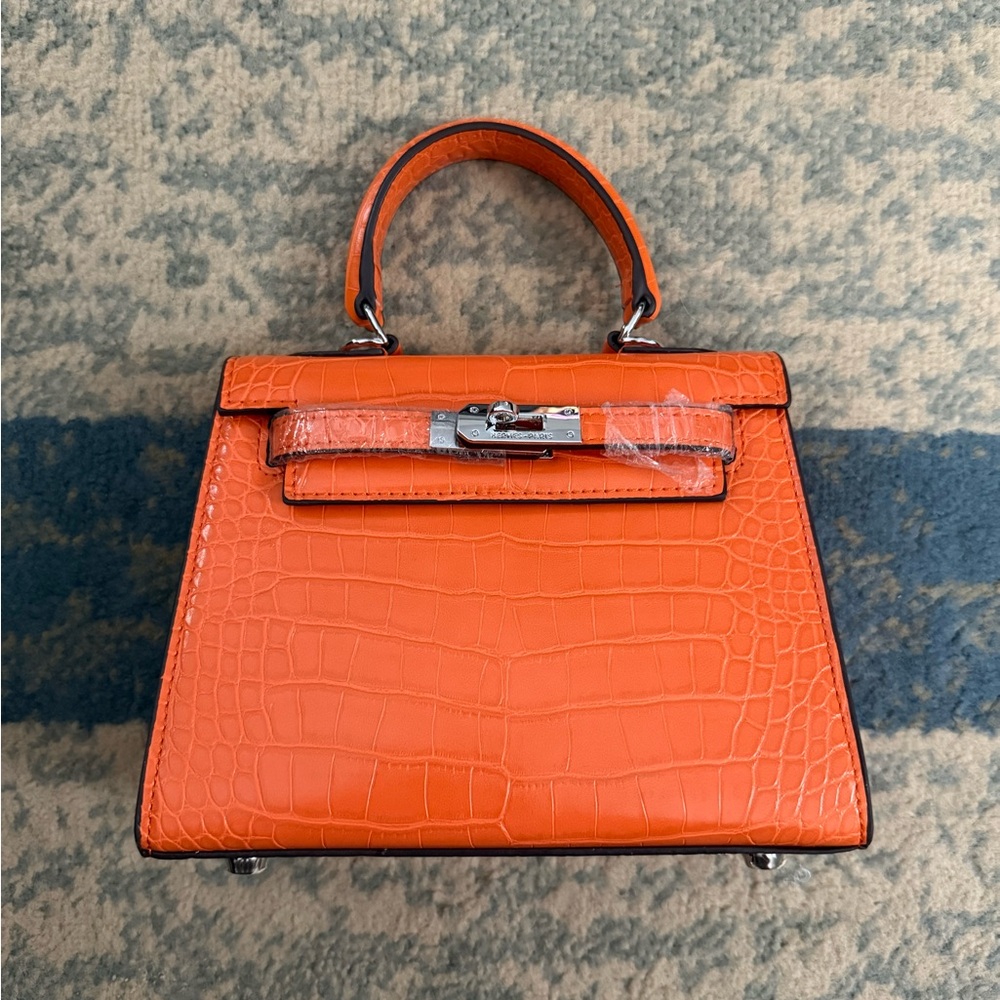 Orange Crocodile Leather Handbag
